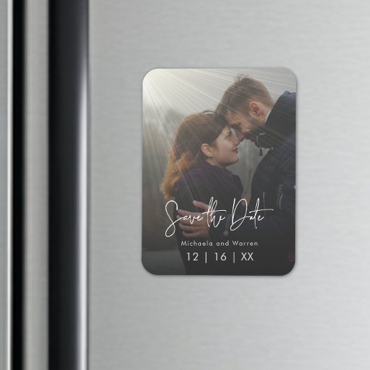 Minimale zonnefoto's Opslaan Briefkaart datum Magneet