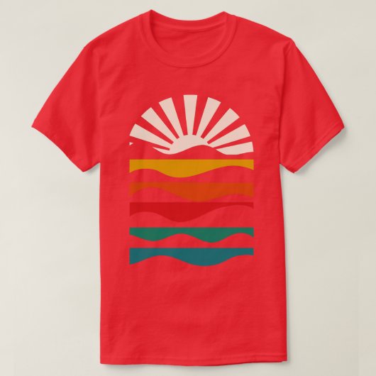 Minimale zonsopgang en golven T-shirt (Design voorkant)