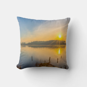Minimale Zonsopgang Waterreflectie Kalme Esthetiek Kussen