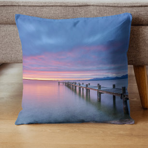 Minimale Zonsopgang Waterreflectie Kalme Esthetiek Kussen