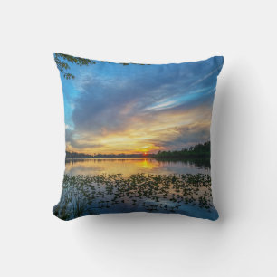 Minimale Zonsopgang Waterreflectie Kalme Esthetiek Kussen