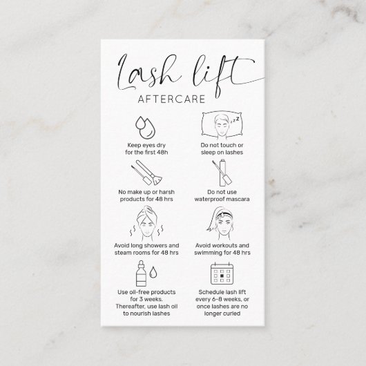 Minimale zoutoplossing: Eyelash Lift & Tint After  Visitekaartje (Voorkant)