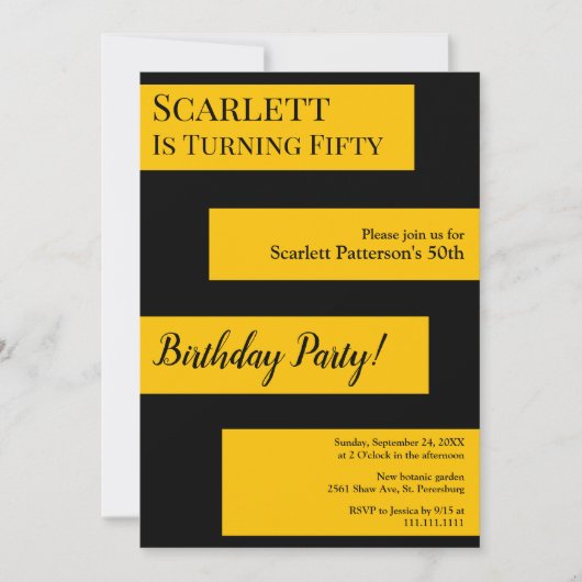 Minimale zwart en goud elegante chique 50e verjaar kaart (Voorkant)