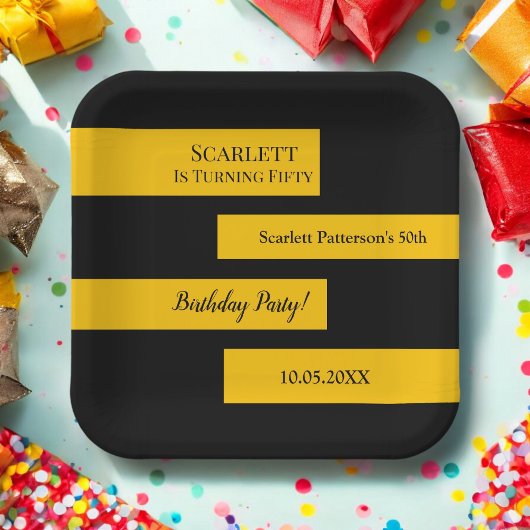 Minimale zwart en goud elegante chique 50e verjaar papieren bordje