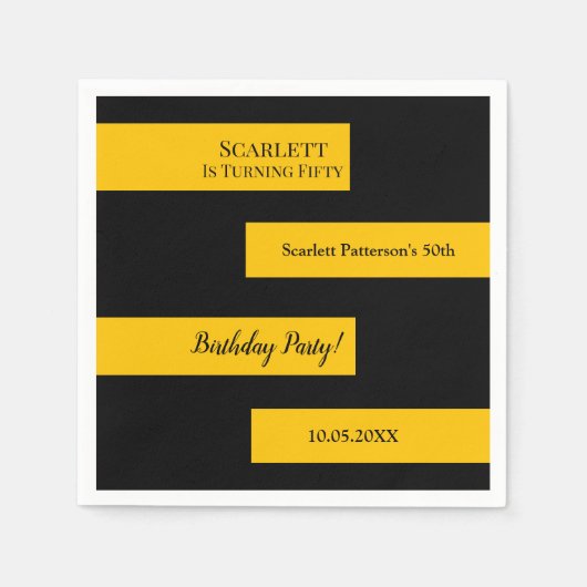 Minimale zwart en goud elegante chique 50e verjaar servet (Voorkant)