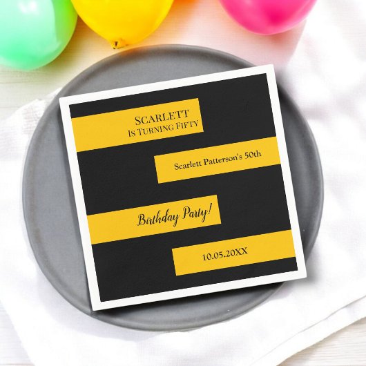 Minimale zwart en goud elegante chique 50e verjaar servet