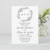 Minimale Zwart en Wit Boho Botanische Trouwdag Kaart (Staand voorkant)