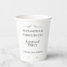 Minimale Zwart en Wit Script Verloving Feest Papieren Bekers