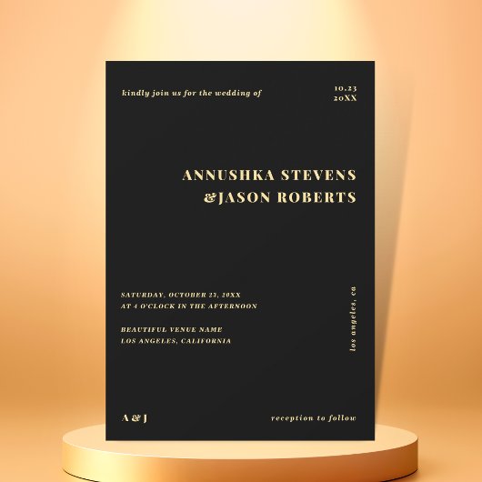 Minimale zwart & goud geometrische vervaagde foto  kaart