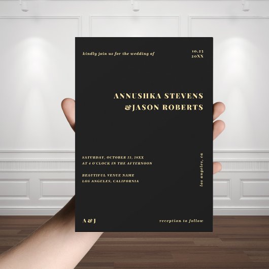 Minimale zwart & goud geometrische vervaagde foto  kaart