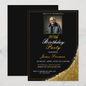 Minimale zwart-gouden foto 90e verjaardag kaart (Voorkant / Achterkant)