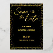 Minimale Zwart-Gouden Huwelijk Save The Date Folie Uitnodiging (Voorkant)