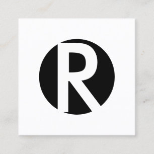 Minimale zwart Initiaal zwart monogram Vierkante Visitekaartje