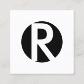 Minimale zwart Initiaal zwart monogram Vierkante Visitekaartje (Voorkant)