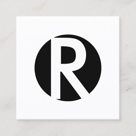 Minimale zwart Initiaal zwart monogram Vierkante Visitekaartje (Voorkant)