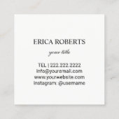 Minimale zwart Initiaal zwart monogram Vierkante Visitekaartje (Achterkant)