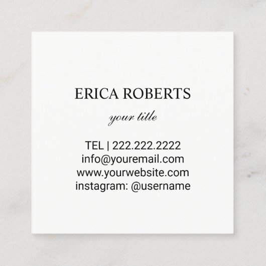 Minimale zwart Initiaal zwart monogram Vierkante Visitekaartje (Achterkant)