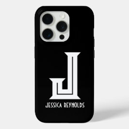 Minimale zwart monogram iPhone 15 pro case