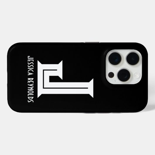 Minimale zwart monogram Case-Mate iPhone case (Achterkant (horizontaal))