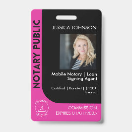 Minimale Zwart & Roze Notaris Logo Foto QR Badge