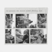 Minimale zwart-wit 6 foto collage familienamen fleece deken (Voorkant (Horizontaal))