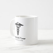Minimale Zwart Wit Aangepaste naam Doctor Caduceus Koffiemok (Voorkant links)