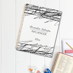 Minimale zwart-wit Abstracte krabbel Planner
