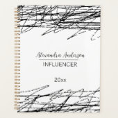 Minimale zwart-wit Abstracte krabbel Planner (Voorkant)