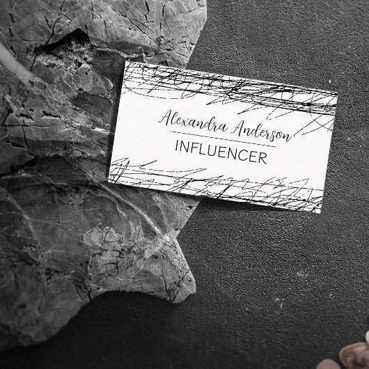 Minimale zwart-wit Abstracte Scribble QR-code Visitekaartje