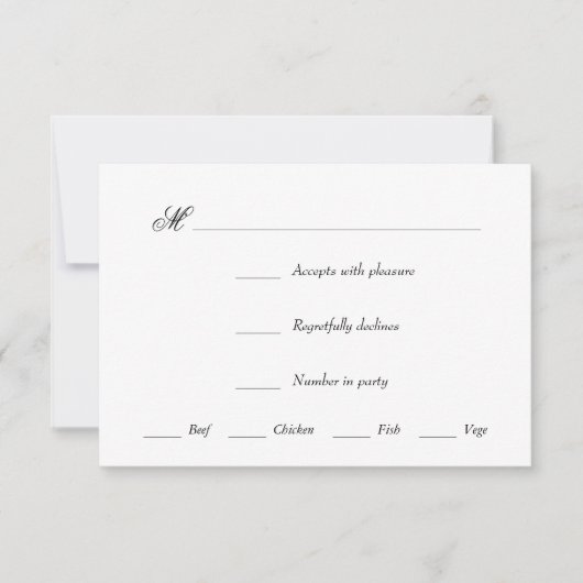 Minimale zwart-wit bar mitswa RSVP-respons RSVP Kaartje (Voorkant)