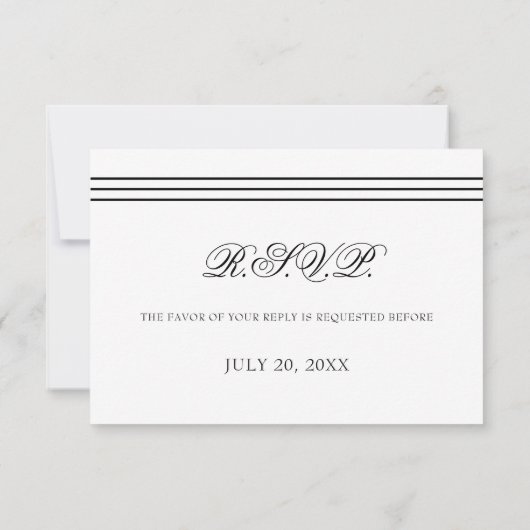 Minimale zwart-wit bar mitswa RSVP-respons RSVP Kaartje (Achterkant)