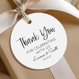 Minimale Zwart & Wit Bedankt Trouwcadeautag Bedankjes Labels