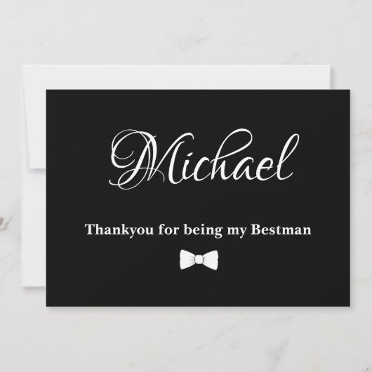 Minimale zwart-wit bestman bedankkaart (Voorkant)