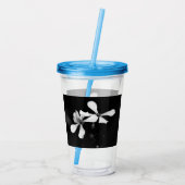 Minimale zwart-wit bloemen acryl drinkbeker (Achterkant)