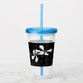 Minimale zwart-wit bloemen acryl drinkbeker (Voorkant)
