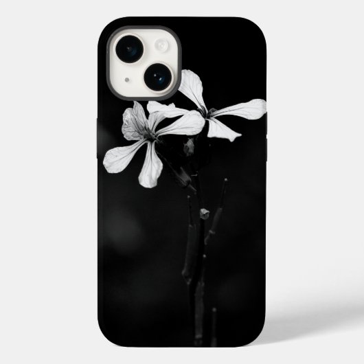 Minimale zwart-wit bloemen Case-Mate iPhone case (Achterkant)