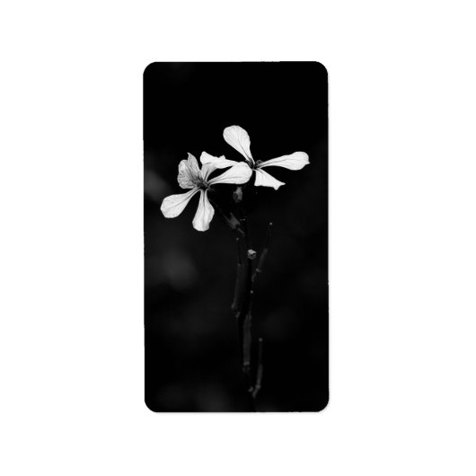 Minimale zwart-wit bloemen etiket (Voorkant)