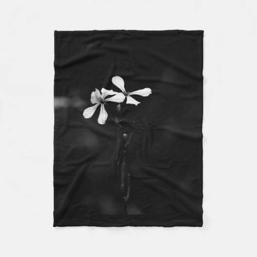 Minimale zwart-wit bloemen fleece deken (Voorkant)
