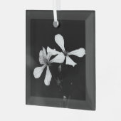Minimale zwart-wit bloemen glas ornament (Voorkant links)