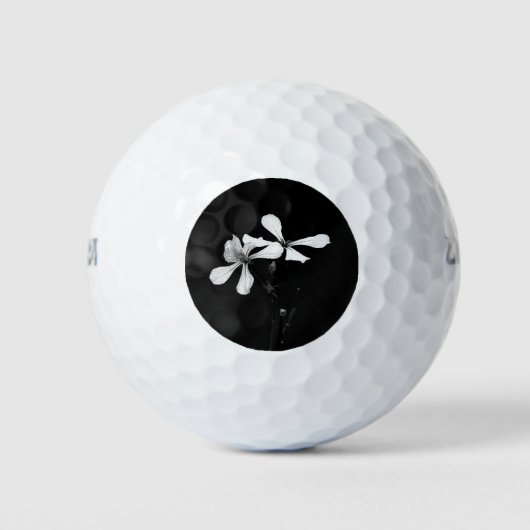 Minimale zwart-wit bloemen golfballen (Voorkant)