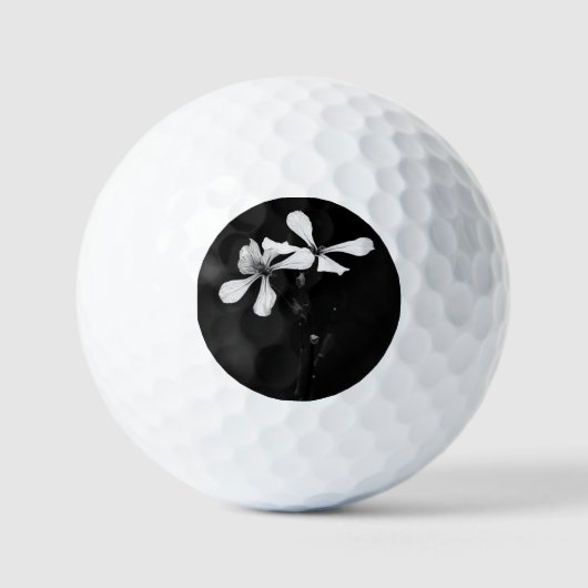 Minimale zwart-wit bloemen golfballen (Voorkant)
