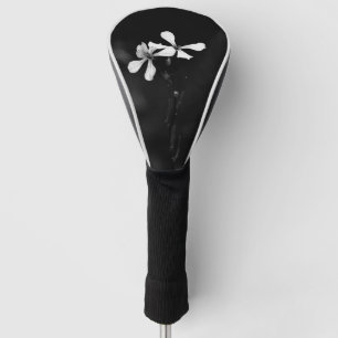 Minimale zwart-wit bloemen golfheadcover