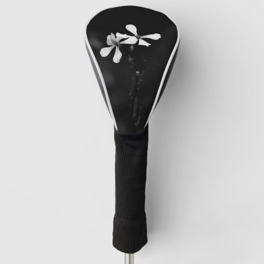 Minimale zwart-wit bloemen golfheadcover (Voorkant)