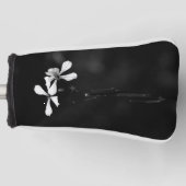 Minimale zwart-wit bloemen golfheadcover (Voorkant)