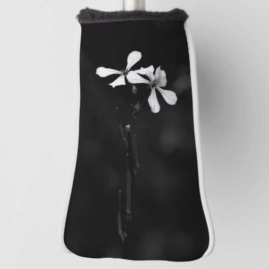 Minimale zwart-wit bloemen golfheadcover (Draai 90)