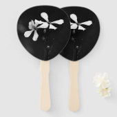 Minimale zwart-wit bloemen handwaaier (Voorkant en achterkant)