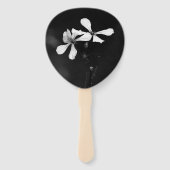 Minimale zwart-wit bloemen handwaaier (Achterkant)