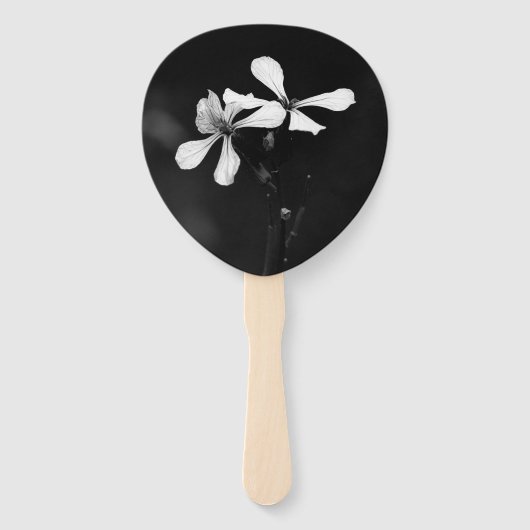 Minimale zwart-wit bloemen handwaaier (Voorkant)