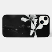 Minimale zwart-wit bloemen iPhone hoesje (Achterkant horizontaal)