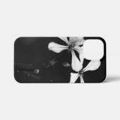 Minimale zwart-wit bloemen iPhone hoesje (Achterkant horizontaal)